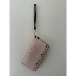 MICHAEL KORS Wristlet Wallet‎ Leather Studded Zip Around Clutch Pinkish Beige